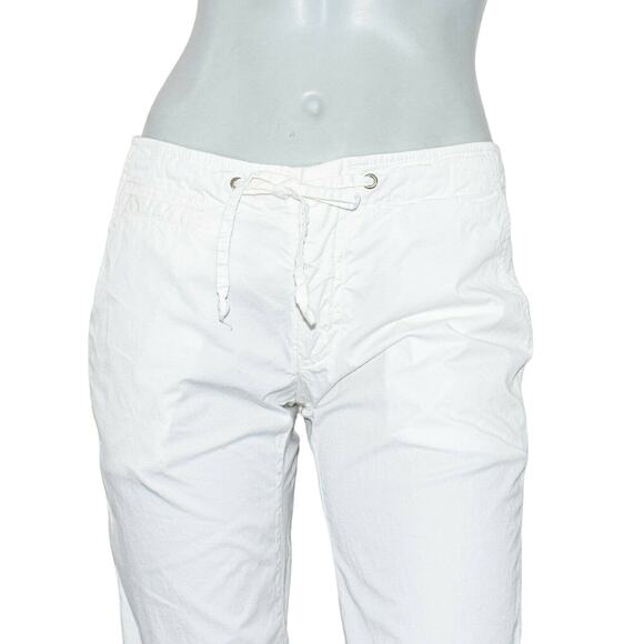 NILI LOTAN Cropped Drawstring Pants White Cotton Made in USA 28w size 2 - Picture 7 of 9